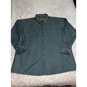 Red Kap Mens 3XL Long Sleeve Work Shirt Spruce Green Button Up Utility (F25)